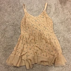 Size 12 Blush Free People Tank with Rose Print